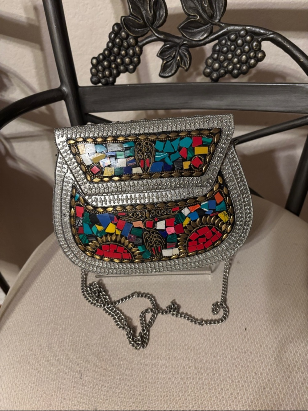 Silver Mosaic Crossbody Bag